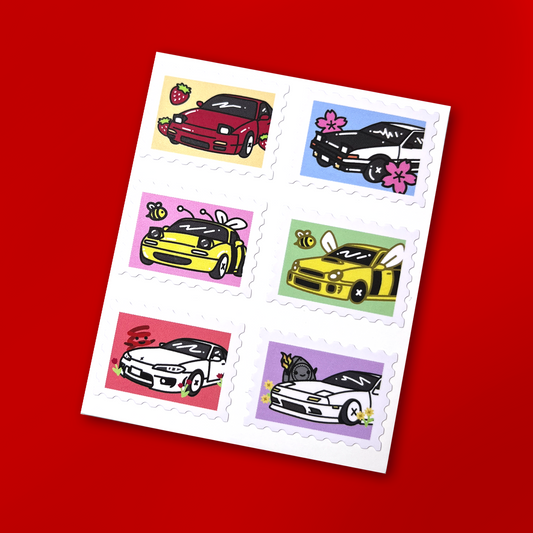 Car Stamps Sticker Sheet