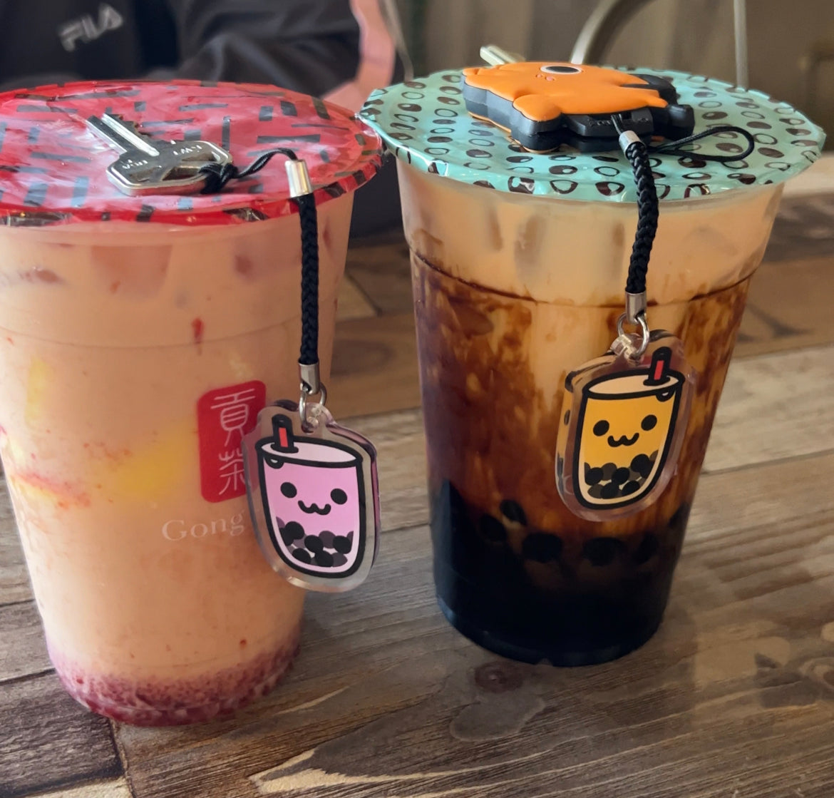 Strawberry Boba Keychain