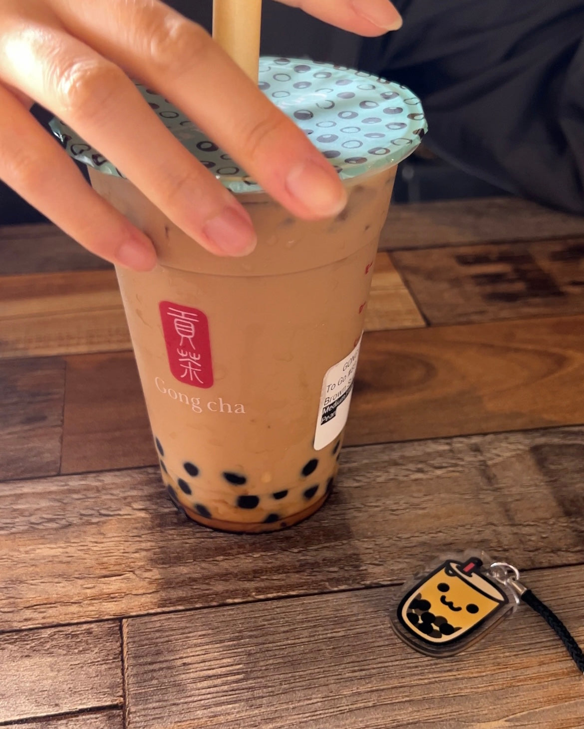 Strawberry Boba Keychain