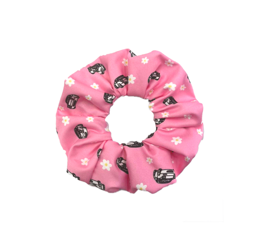 Pink Daisy Miata Chiffon Scrunchie