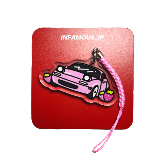 Pink Strawberry Miata Keychain