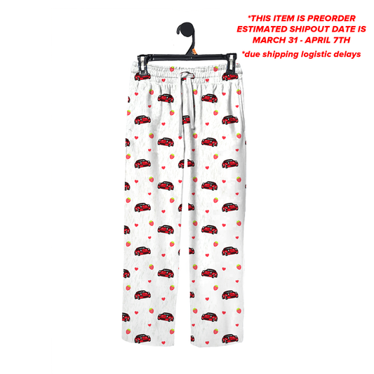 White Strawberry Miata Pajama Pants