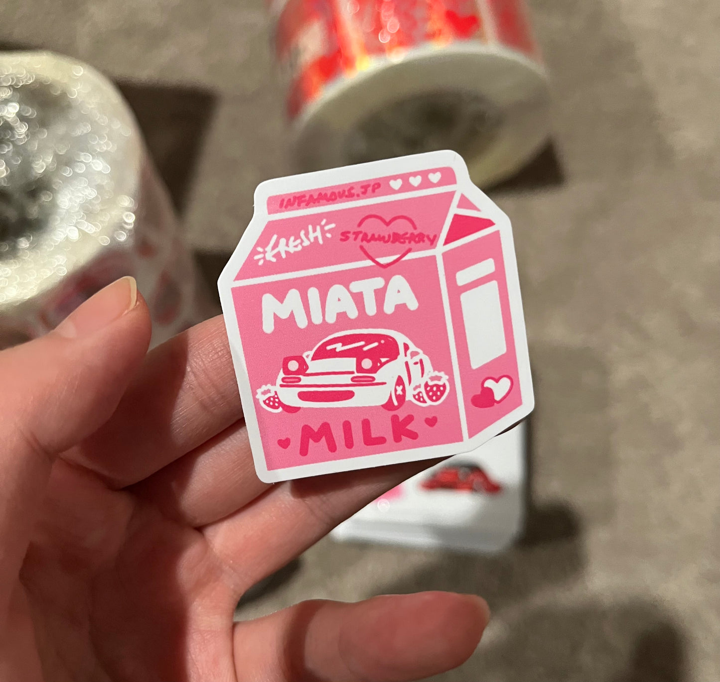 Strawberry Miata Milk Sticker